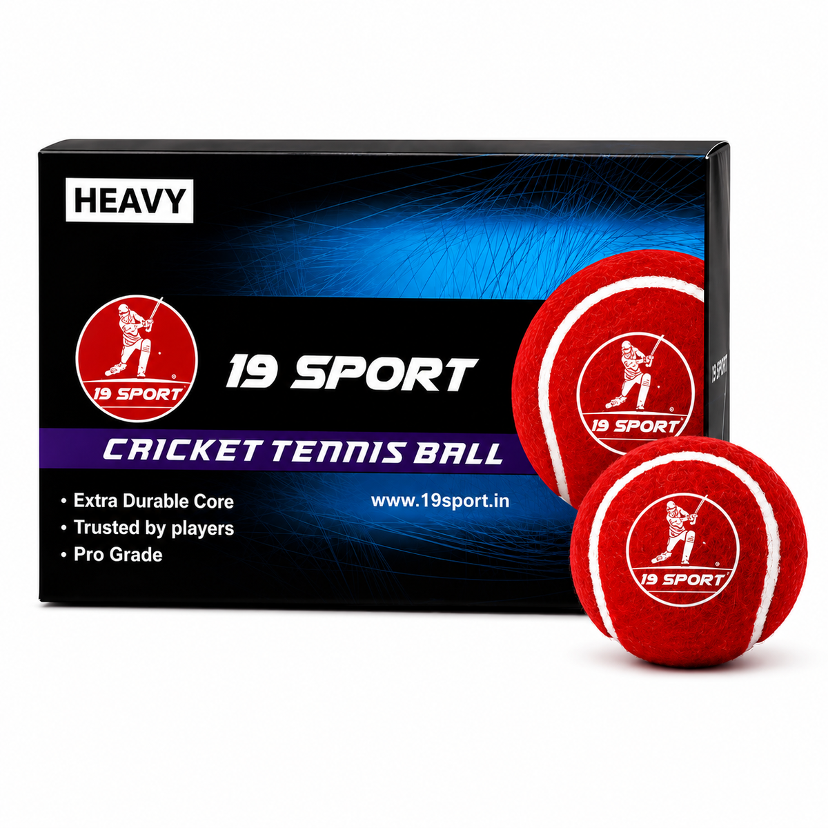 19 Sport Heavy Red Cricket Tennis Ball – Pack of 6 (125-135 gm)