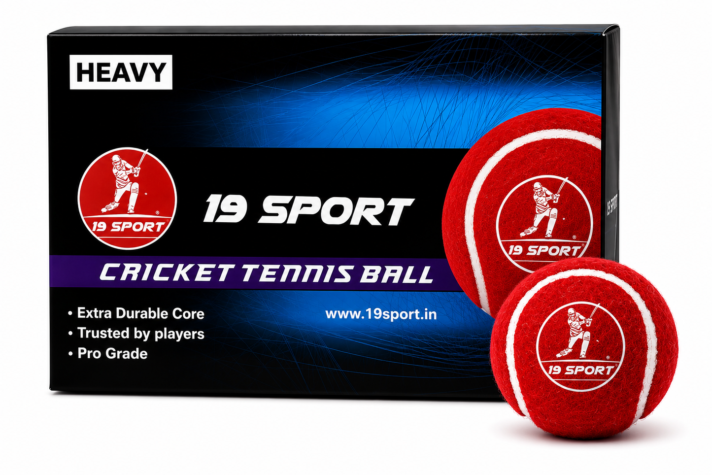19 Sport Heavy Red Cricket Tennis Ball (125-135 gm)