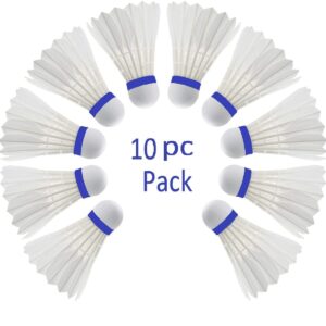 standard + feather shuttle cock, pack of 10 (white)