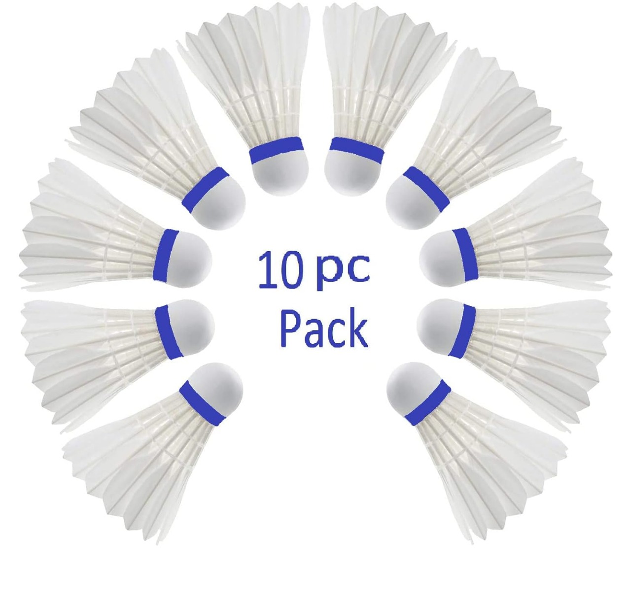 standard + feather shuttle cock, pack of 10 (white)