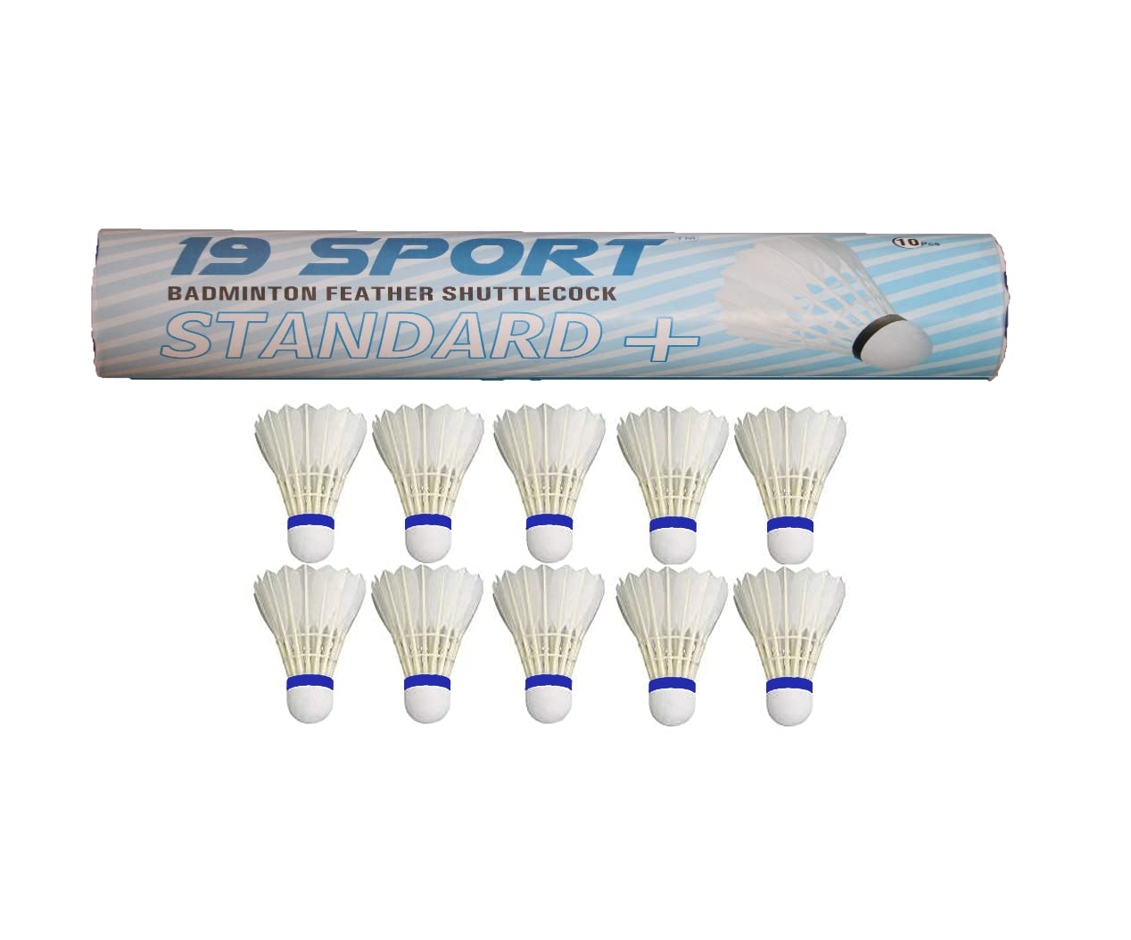 standard + feather shuttle cock, pack of 10 (white)