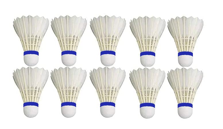 standard + feather shuttle cock, pack of 10 (white)